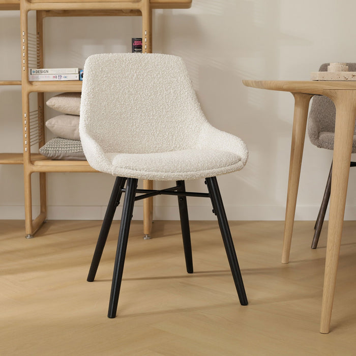 Nolon Nova-Isa Eetkamerstoel Bouclé Beige - Stof - Zwart Onderstel