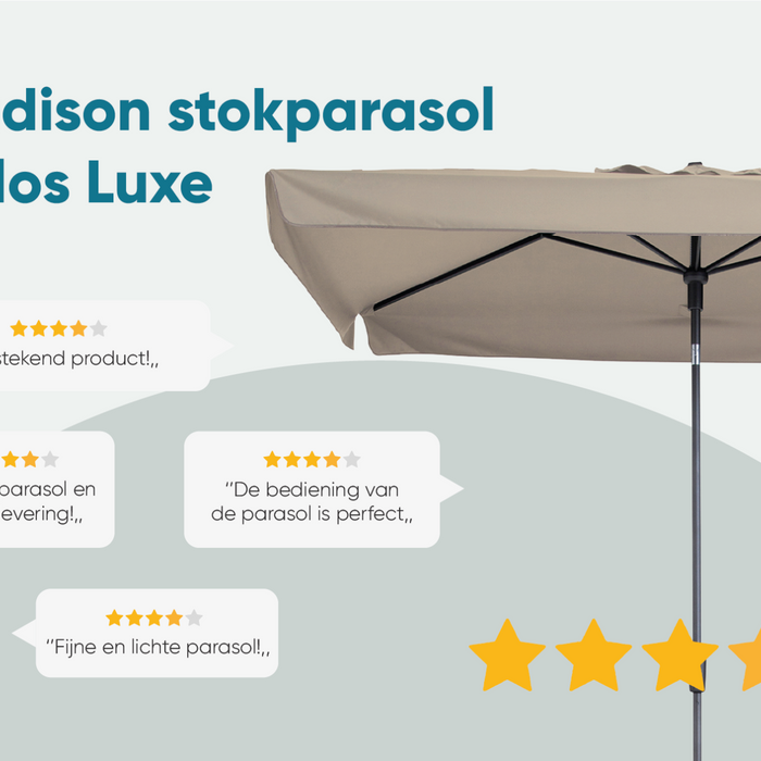 Madison stokparasol Delos Luxe Grey 200x300 cm.