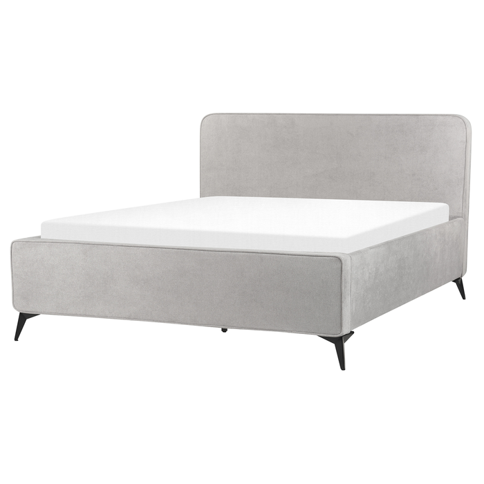 Beliani-VALOGNES-Tweepersoonsbed-Lichtgrijs-160 x 200 cm-Corduroy