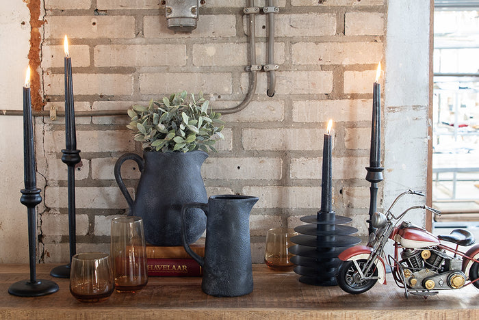 Clayre & Eef Kandelaar 23 cm Zwart Aluminium Kaarsenstandaard