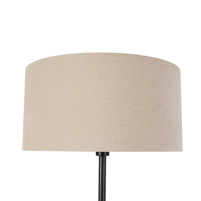 QAZQA Vloerlamp zwart met kap licht bruin 50 cm - Simplo
