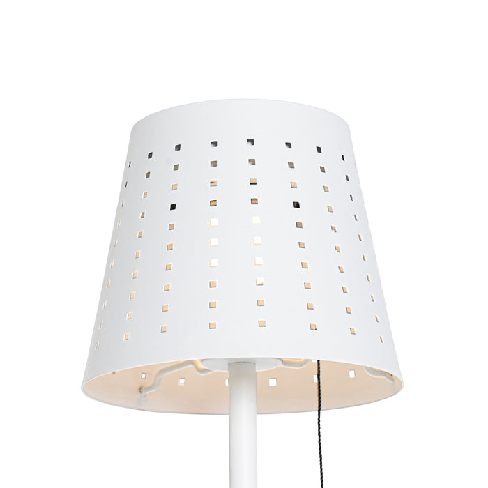 QAZQA Buiten vloerlamp wit incl. LED 3-staps dimbaar op solar - Ferre