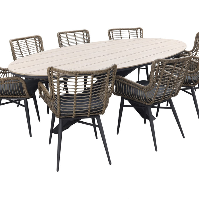 Garden Impressions Jasmine Natural|Edison 280x140 cm. - ovale tuinset