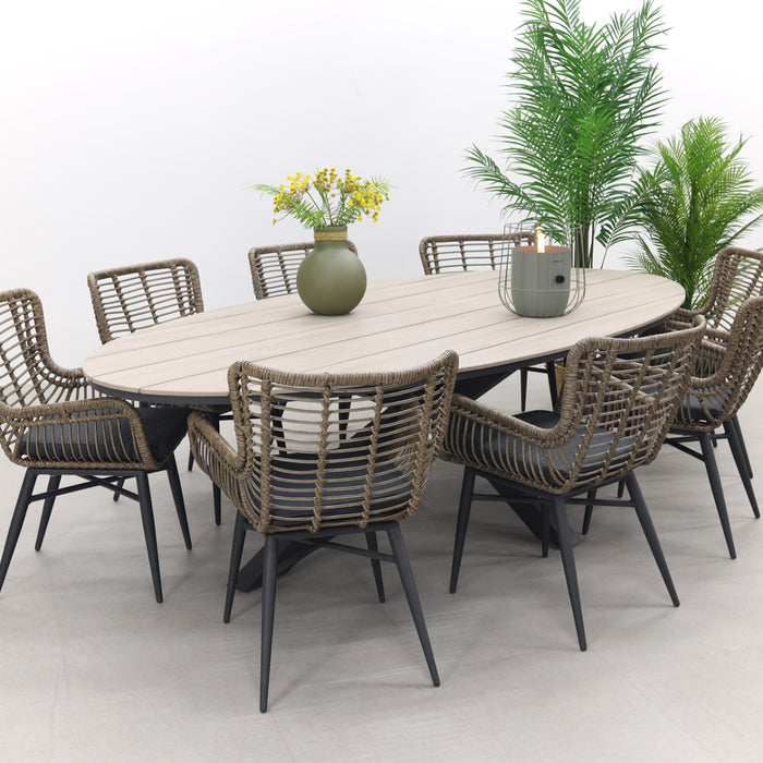 Garden Impressions Jasmine Natural|Edison 280x140 cm. - ovale tuinset