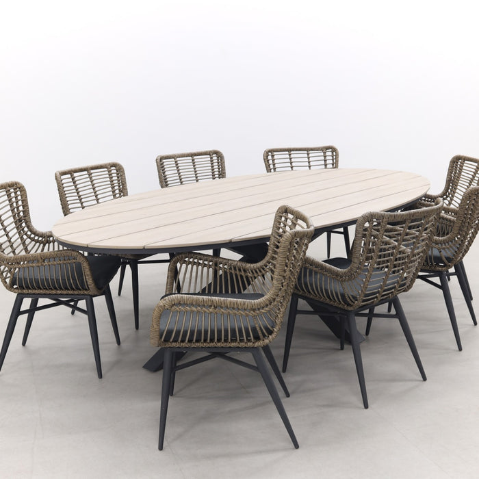 Garden Impressions Jasmine Natural|Edison 280x140 cm. - ovale tuinset