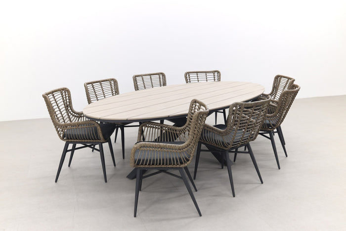 Garden Impressions Jasmine Natural|Edison 280x140 cm. - ovale tuinset