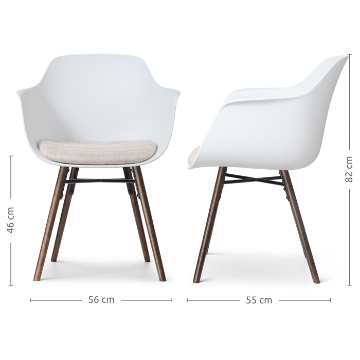 Nolon Nena-Liz Eetkamerstoel Wit - Beige Kussen - Walnoot