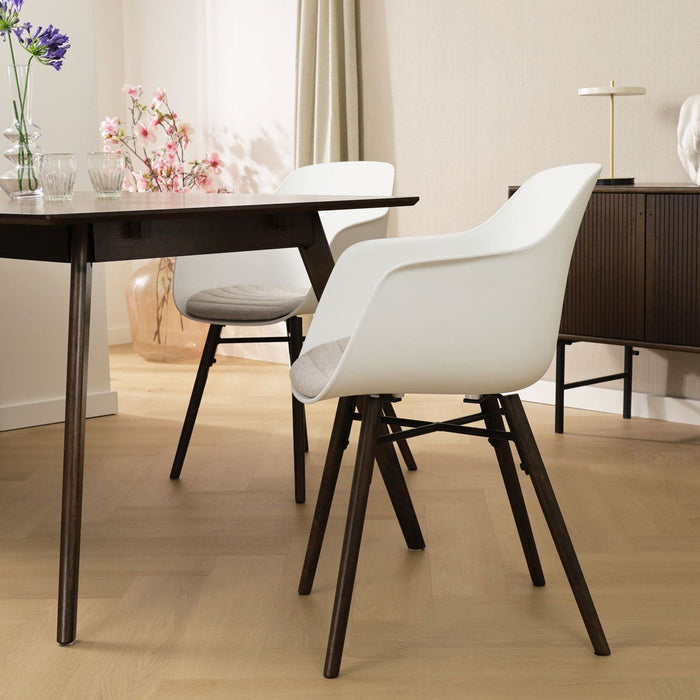 Nolon Nena-Liz Eetkamerstoel Wit - Beige Kussen - Walnoot