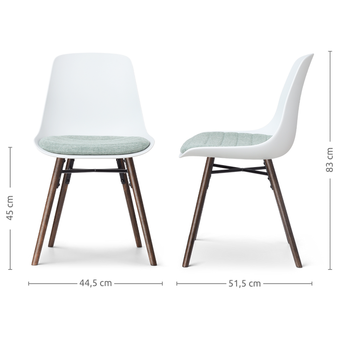 Nolon Nena-Liv Eetkamerstoel Wit - Zacht Groen Kussen - Walnoot
