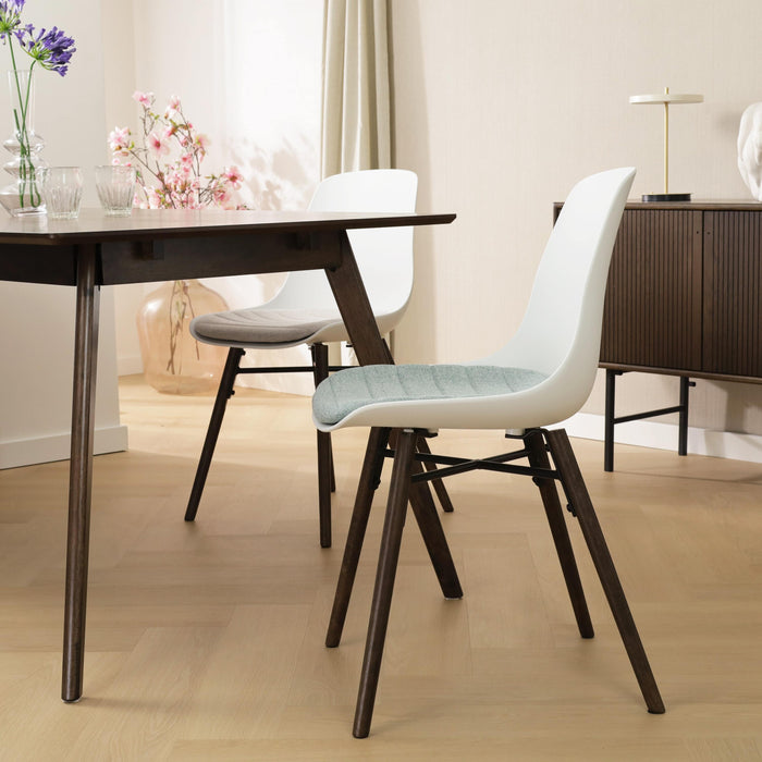 Nolon Nena-Liv Eetkamerstoel Wit - Zacht Groen Kussen - Walnoot