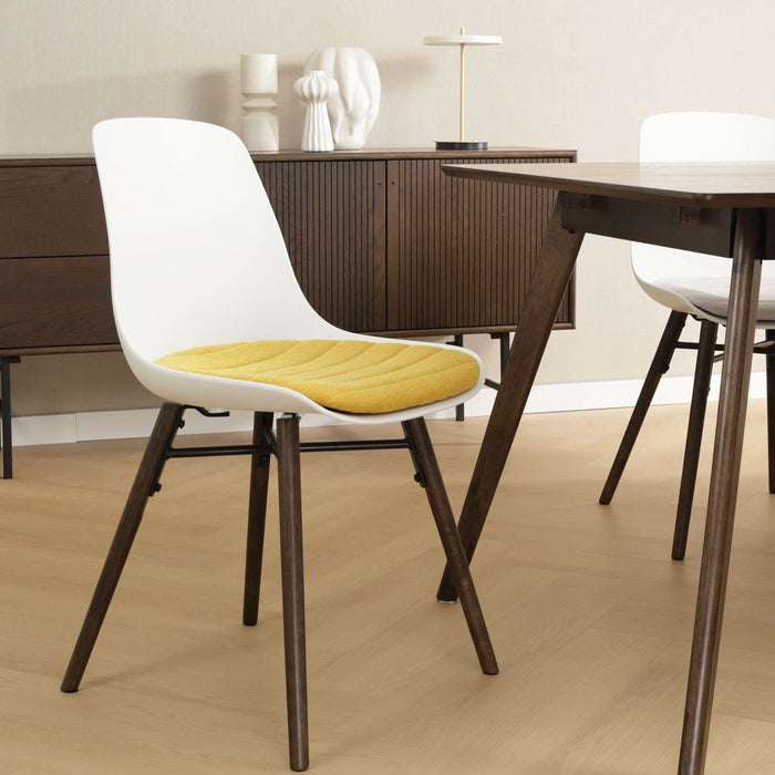 Nolon Nena-Liv Eetkamerstoel Wit - Okergeel Kussen - Walnoot