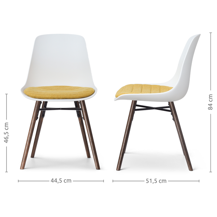 Nolon Nena-Liv Eetkamerstoel Wit - Okergeel Kussen - Walnoot