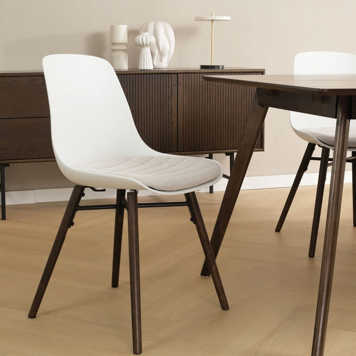 Nolon Nena-Liv Eetkamerstoel Wit - Beige Kussen - Walnoot