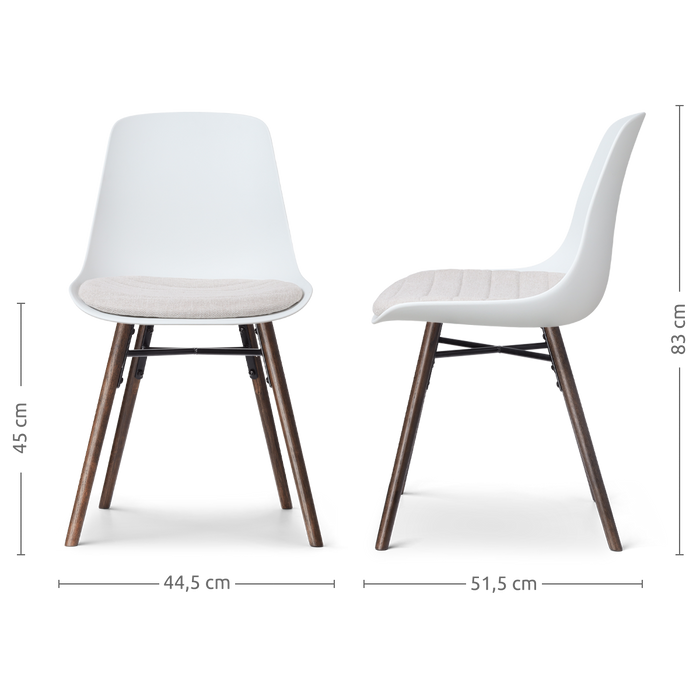 Nolon Nena-Liv Eetkamerstoel Wit - Beige Kussen - Walnoot