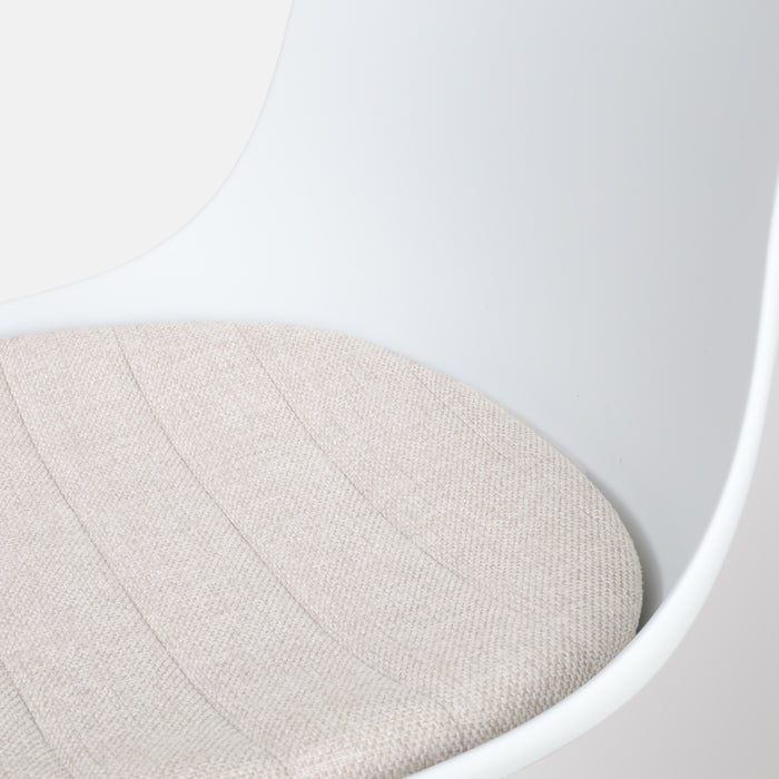 Nolon Nino-Liv Barkruk Wit - Beige Kussen - Wit Frame - 75 cm