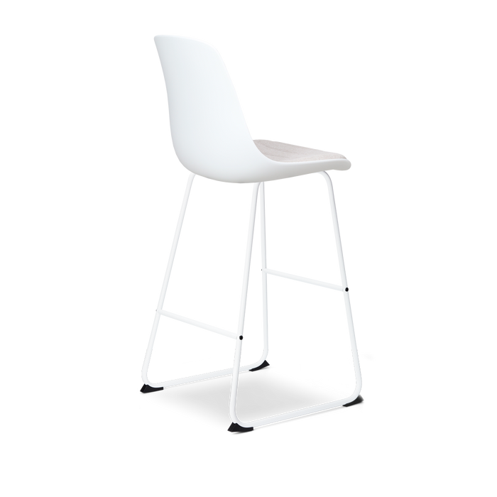 Nolon Nino-Liv Barkruk Wit - Beige Kussen - Wit Frame - 75 cm