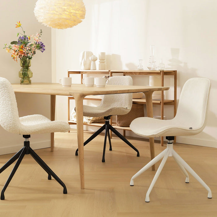 Nolon Nola-Fé Eetkamerstoel Rib Crème - Draaibaar Zwart Onderstel