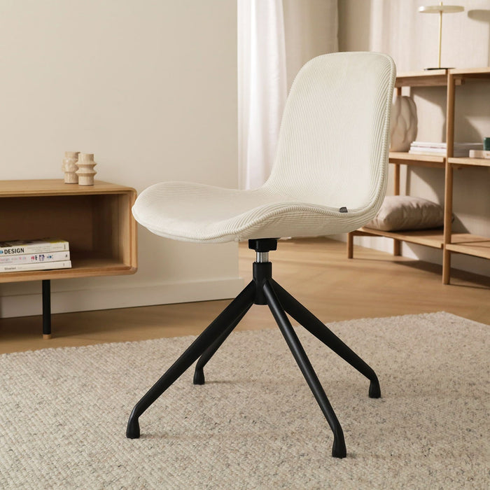 Nolon Nola-Fé Eetkamerstoel Rib Crème - Draaibaar Zwart Onderstel