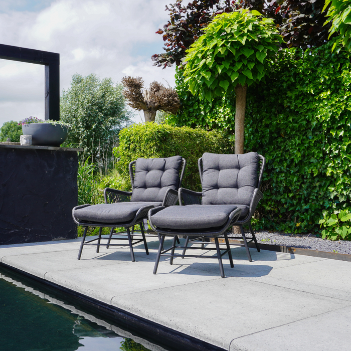 BUITEN living Dex voetenbank | wicker + aluminium | Charcoal