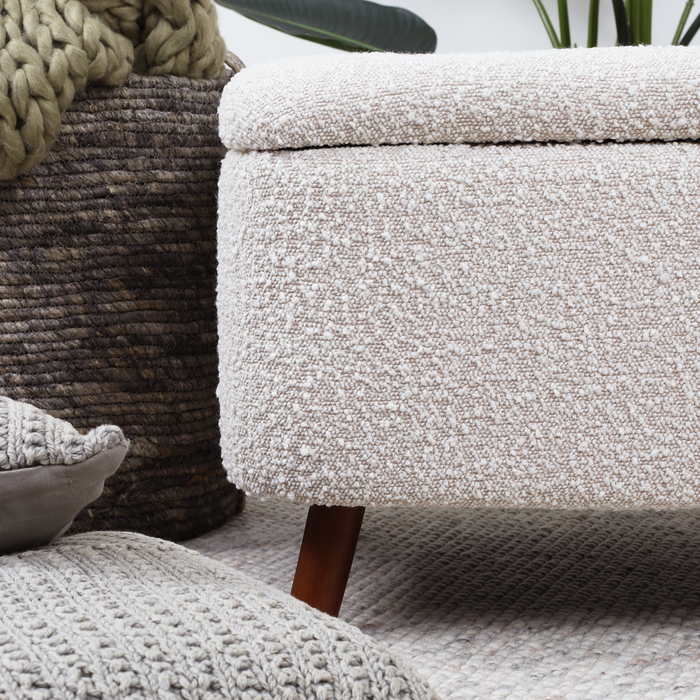 Nolon Julia Bankje Bouclé Beige - met Opbergruimte