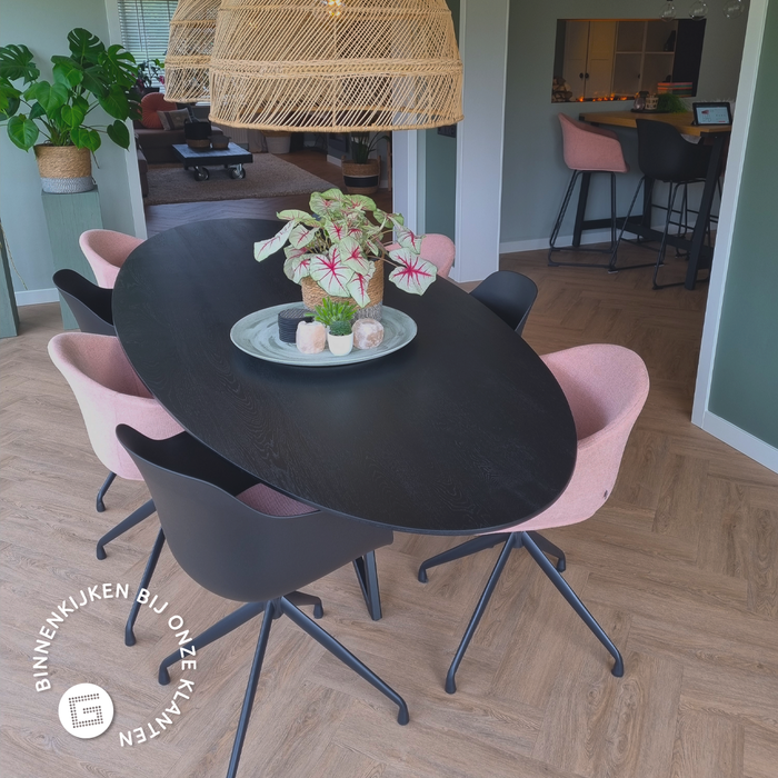 Nolon Nola-Liz Eetkamerstoel Zwart - Grijs Kussen - Zwart - Set Van 2