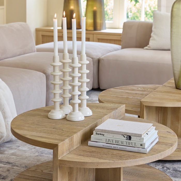 Riviera Maison Kaarsenstandaard Wit - Azure - Aardewerk (ØxH) 10x36