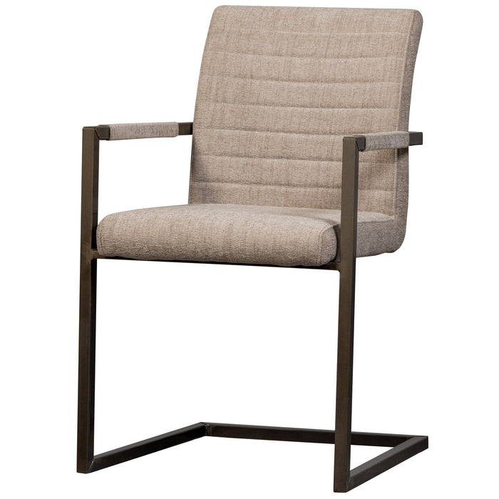 WOOOD Bas Eetkamerstoelen - Geweven Stof - Zand Melange - Set van 2