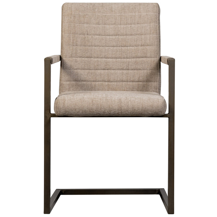 WOOOD Bas Eetkamerstoelen - Geweven Stof - Zand Melange - Set van 2