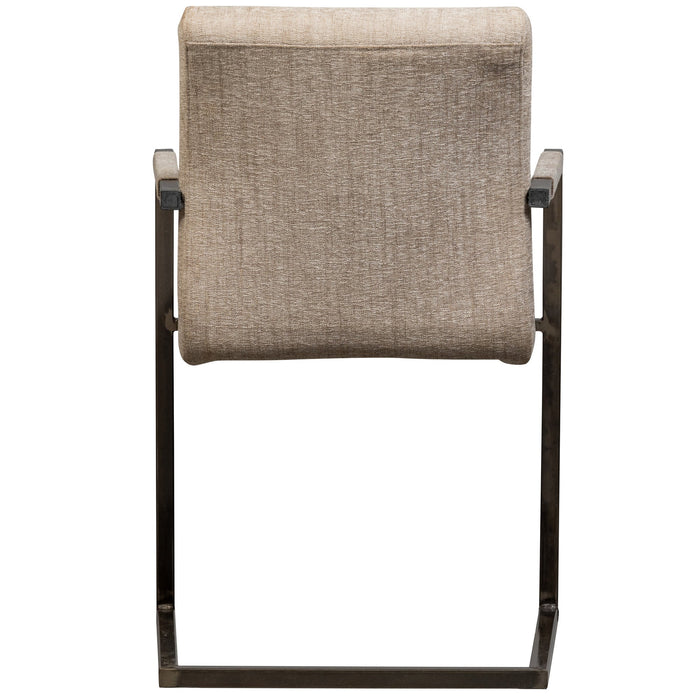 WOOOD Bas Eetkamerstoelen - Geweven Stof - Zand Melange - Set van 2