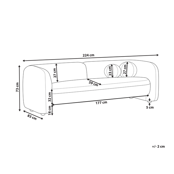 Beliani - LEIREN - Driezitsbank - Taupe - Fluweel