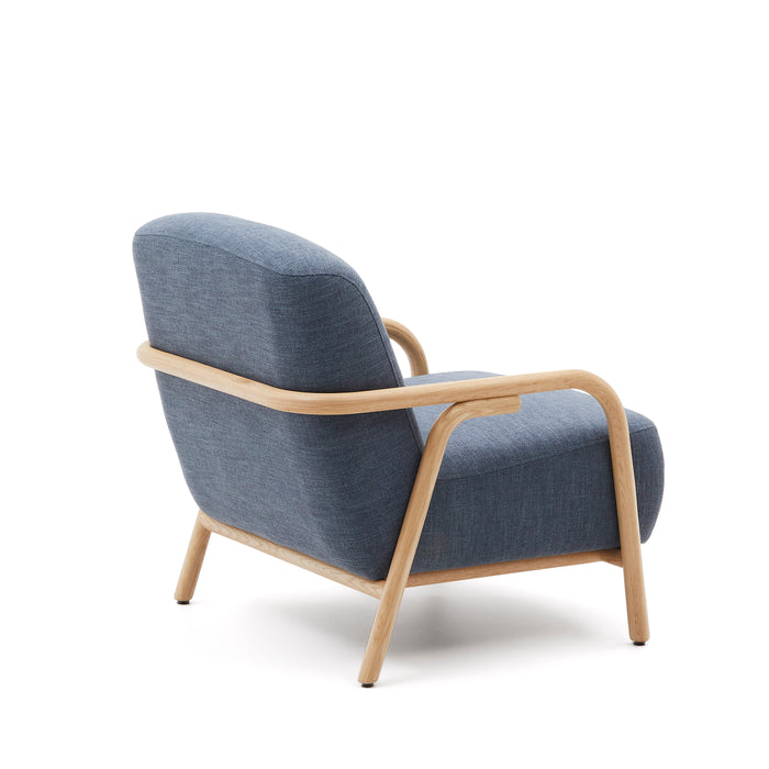 Kave Home - Blauwe fauteuil Sylo van FSC 100% massief essenhout