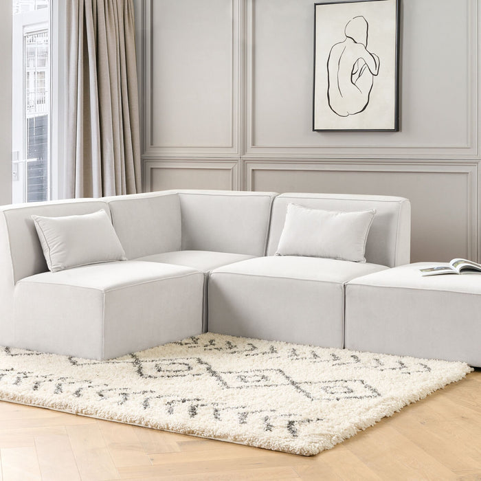 Beliani-LEMVIG-Hoekbank 3-zits-Gebroken wit-Rechterzijde-Corduroy