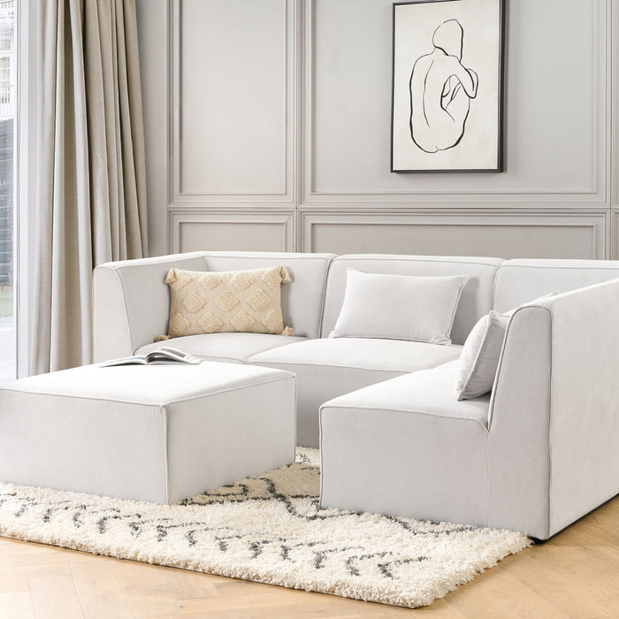 Beliani-LEMVIG-Hoekbank 4-zits-Gebroken wit-Linkerzijde-Corduroy