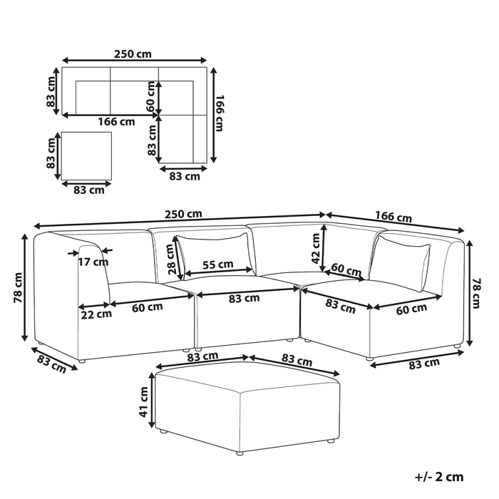 Beliani-LEMVIG-Hoekbank 4-zits-Gebroken wit-Linkerzijde-Corduroy