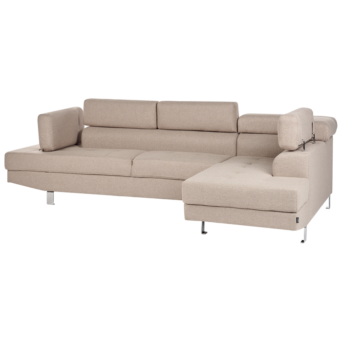 Beliani - NORREA - Hoekbank - Beige - Linkerzijde - 260 cm - Polyester