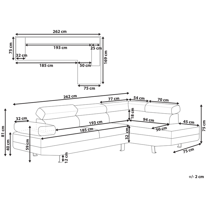 Beliani - NORREA - Hoekbank - Beige - Linkerzijde - 260 cm - Polyester