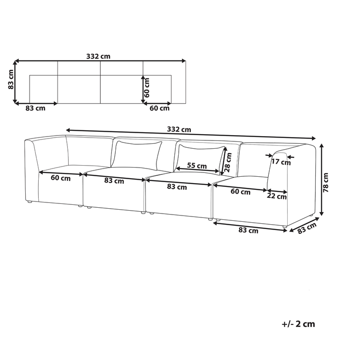 Beliani - LEMVIG - Vierzitsbank - Taupe - Corduroy