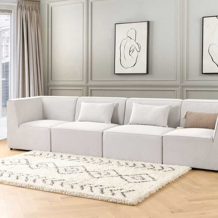 Beliani - LEMVIG - Vierzitsbank - Gebroken wit - Corduroy