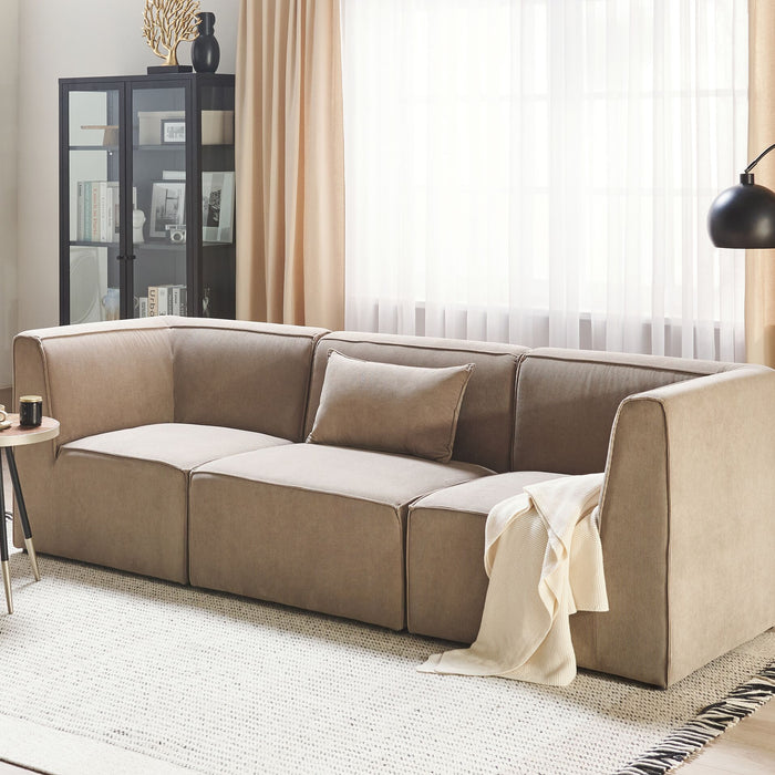 Beliani - LEMVIG - Driezitsbank - Taupe - Corduroy