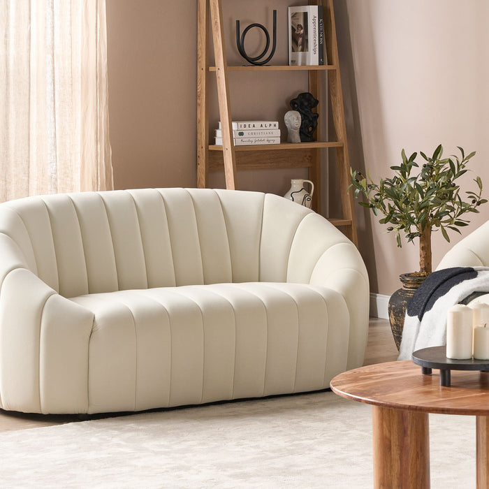 Beliani - MALUNG - Tweezitsbank - Gebroken wit - Fluweel