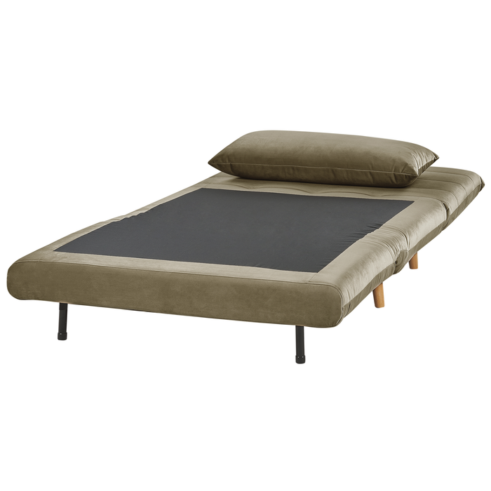 Beliani - SETTEN - Slaapbank 1-zits - Olijfgroen - Fluweel