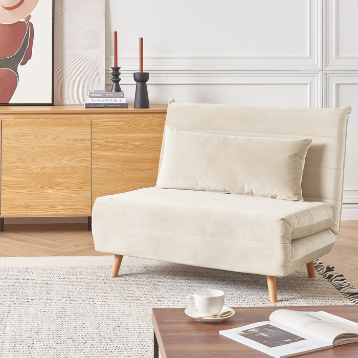 Beliani - SETTEN - Slaapbank 1-zits - Lichtbeige - Fluweel