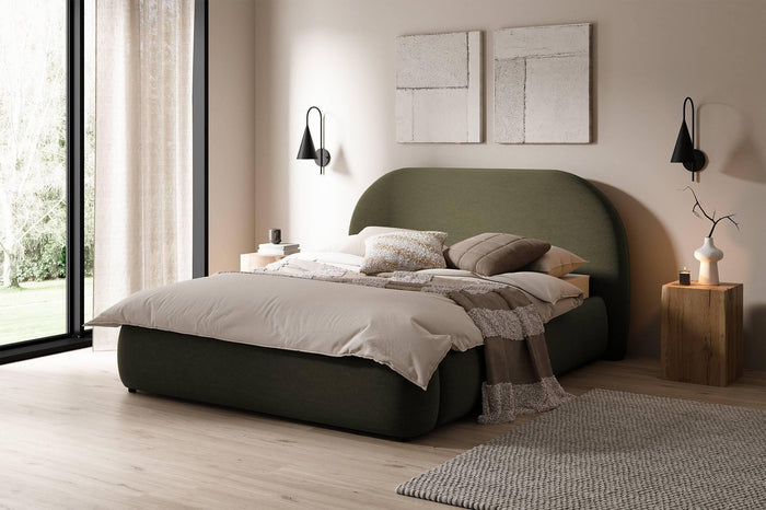 NADUVI Collection Philipa Bedframe - 140 x 200 cm - Fluweel - Olijfgroen