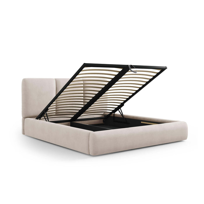 Windsor & Co Horizon Bedframe met Opbergvak - 200 x 200 cm - Chenille - Beige
