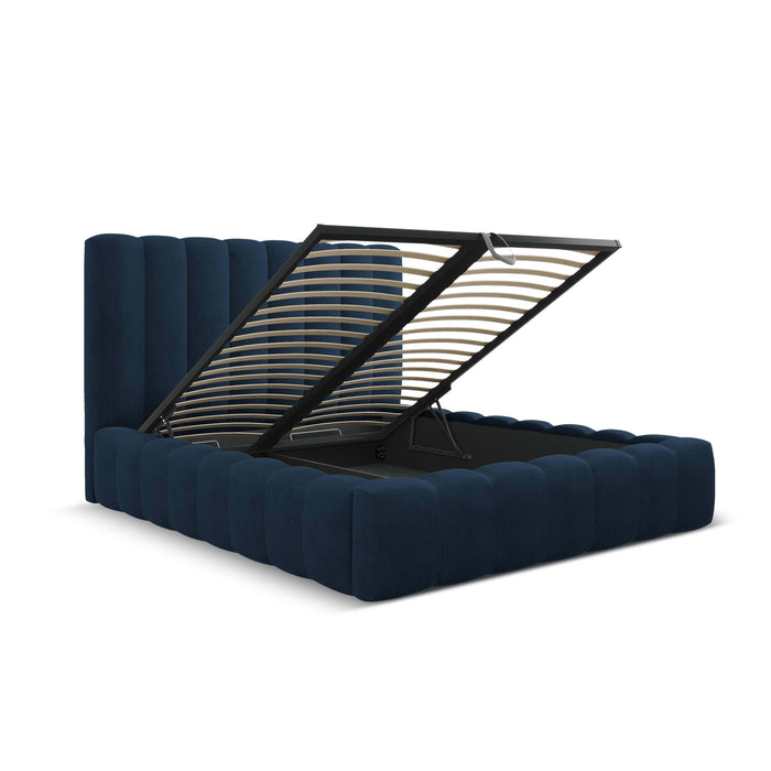Milo Casa Bedframe Gina met Opbergruimte - 200 x 200 cm - Geweven - Koningsblauw