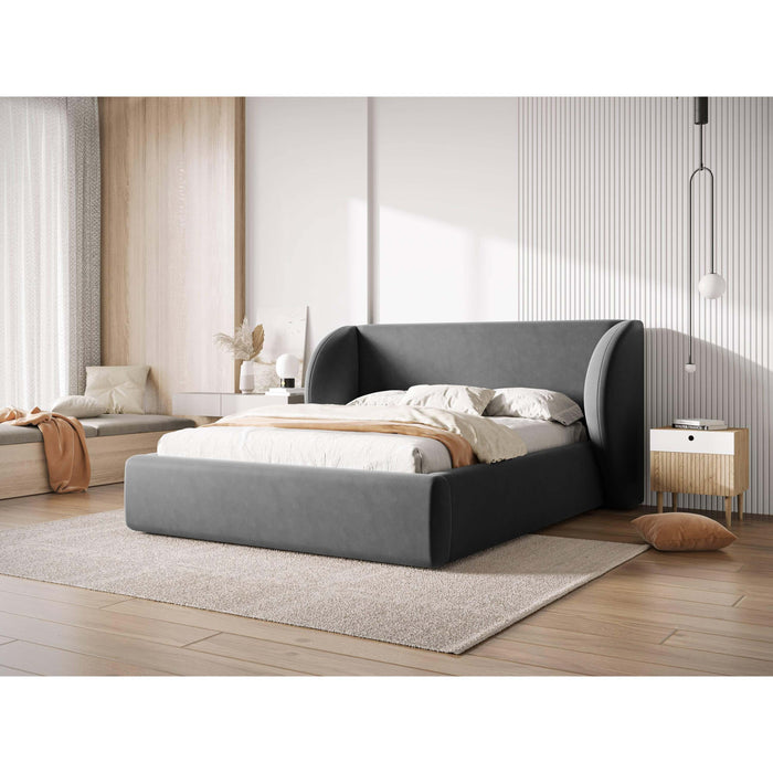 Micadoni Bedframe Miley met Opbergruimte - 140 x 200 cm - Fluweel - Grijs