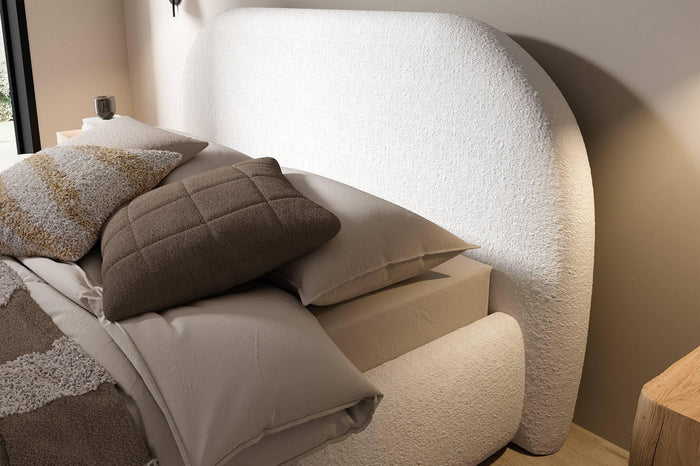 NADUVI Collection Philipa Bedframe - 160 x 200 cm - Bouclé - Wit