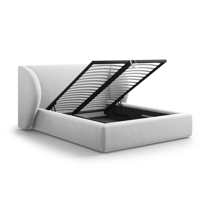 Micadoni Bedframe Miley met Opbergruimte - 180 x 200 cm - Fluweel - Lichtgrijs