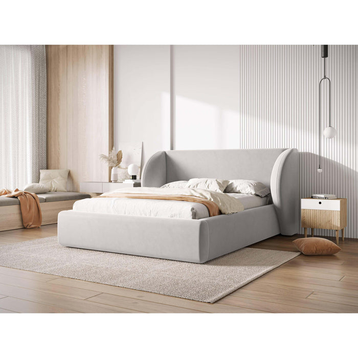 Micadoni Bedframe Miley met Opbergruimte - 180 x 200 cm - Fluweel - Lichtgrijs