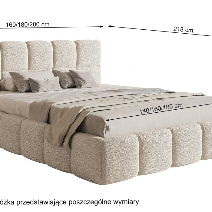 NADUVI Collection Bedframe Chloe bouclé met opbergruimte 180 x 200 cm